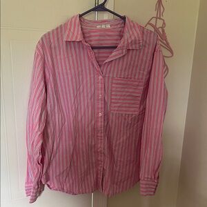 Maurices Pink Striped Button Down Shirt